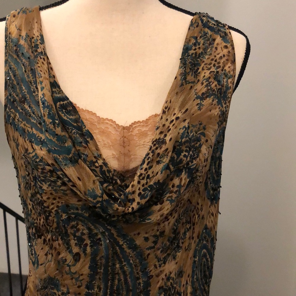 Valerie Stevens Brown and Teal Paisley Maxi Dress - Picture 6 of 7